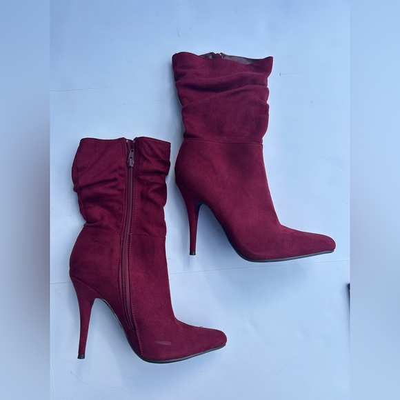 Anne Michelle “Lonestar-31” Burgundy Pointed-Toe Booties – Size 8 - Picture 8 of 10
